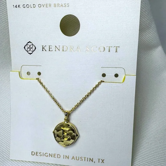 Kendra Scott Initial “E” Necklace Reversible Medallion 14K Gold Plated NWT - Picture 2 of 5